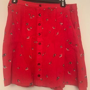 Red Floral Mini Skirt